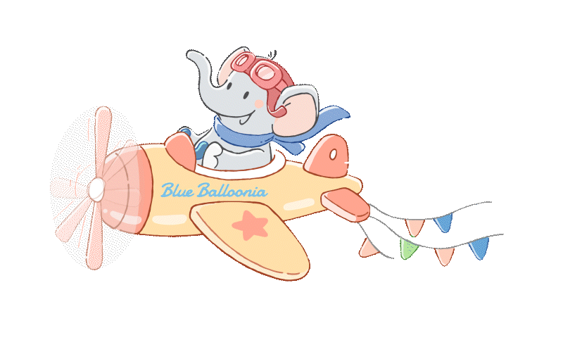 Blue Ballonia cartoon airplane